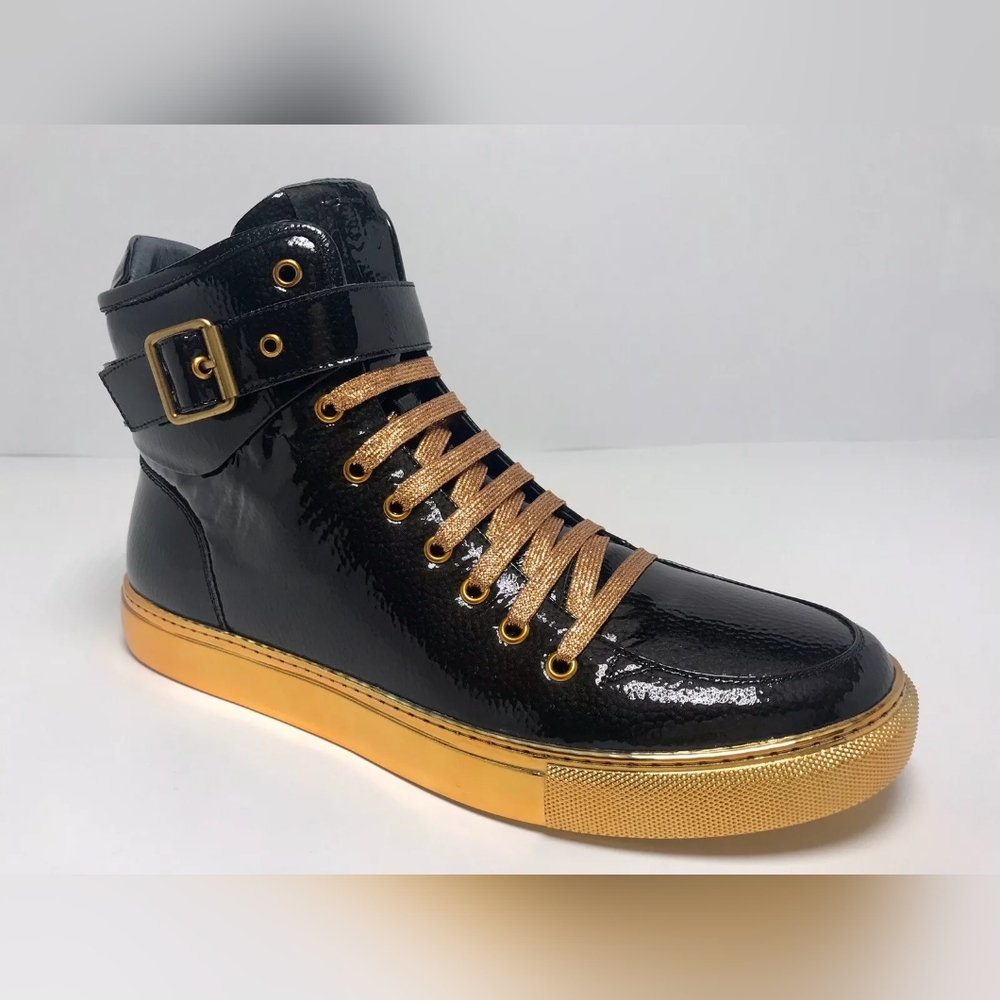 Men's J75 by Jump Sullivan 24K Black | Gold Patent High Top Sneakers